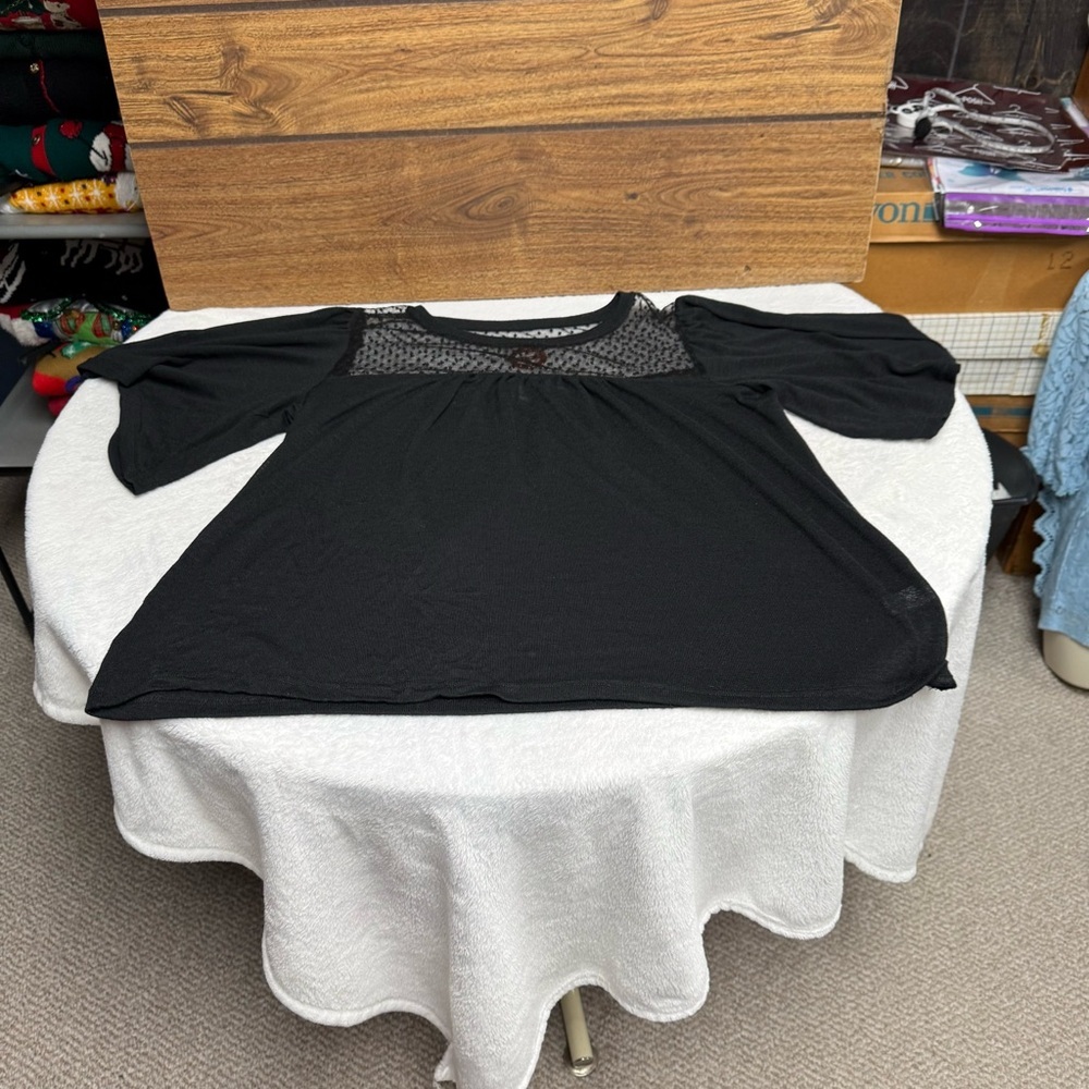 Cato size small Black Women's Top bell sleeves and baby doll style - Picture 2 of 10